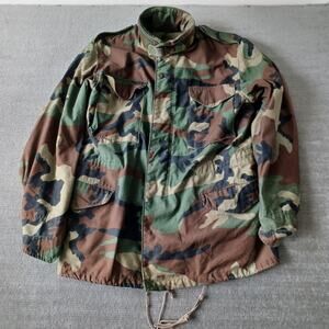 Vtg US Army Woodland Camo Field Coat Cold Weather Mens M Green Winfeild MFG
